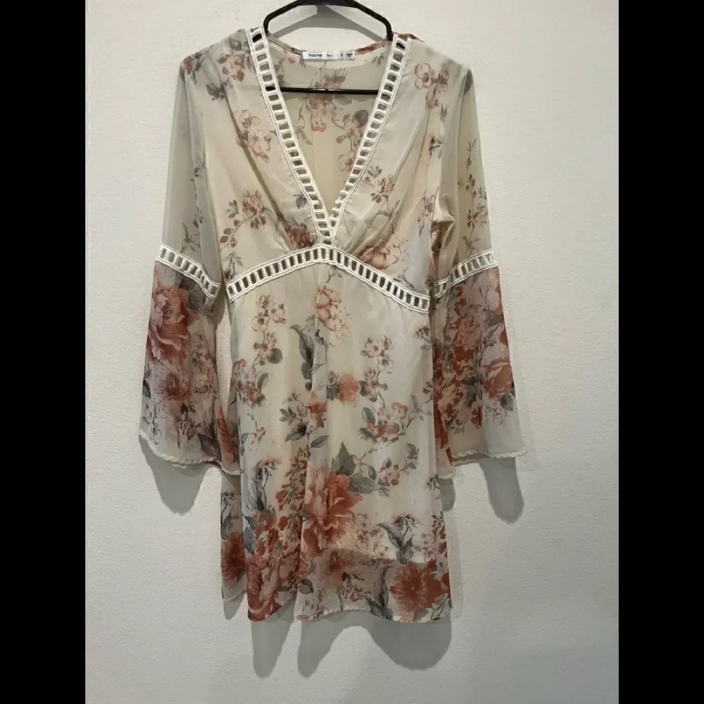 Fraiche By J Floral Print Chiffon Blouson Dress - Picture 2 of 4